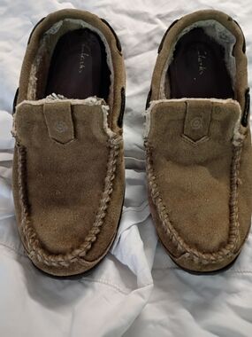 Clarks Men's Suede Slip-On Moccasins in Light Brown